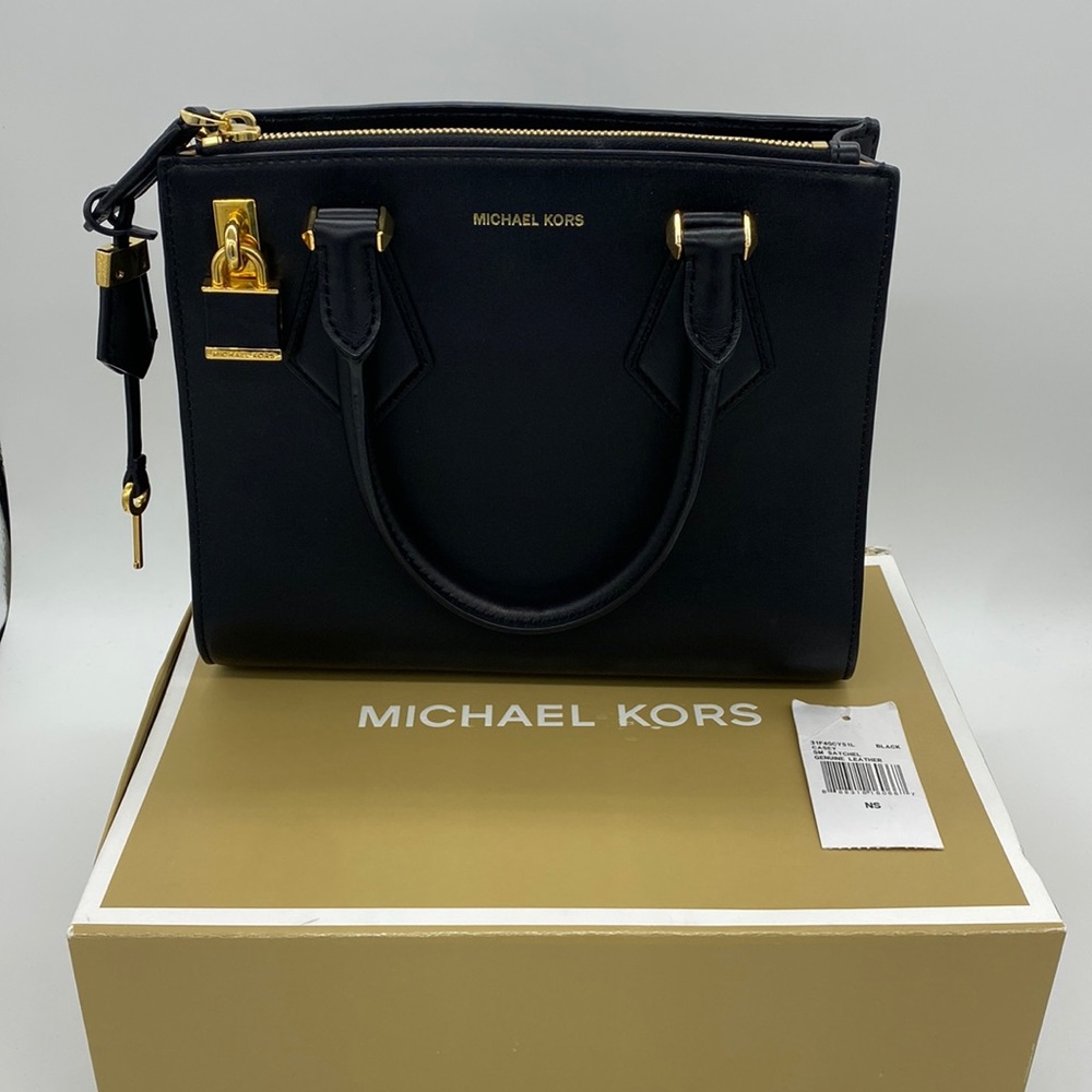 Michael Kors Casey Black Leather Satchel Excellent Condition!